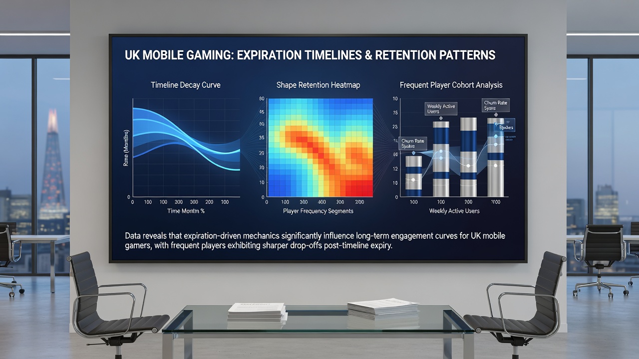Analytics dashboard displaying retention graphs segmented by bonus expiration length for UK mobile players