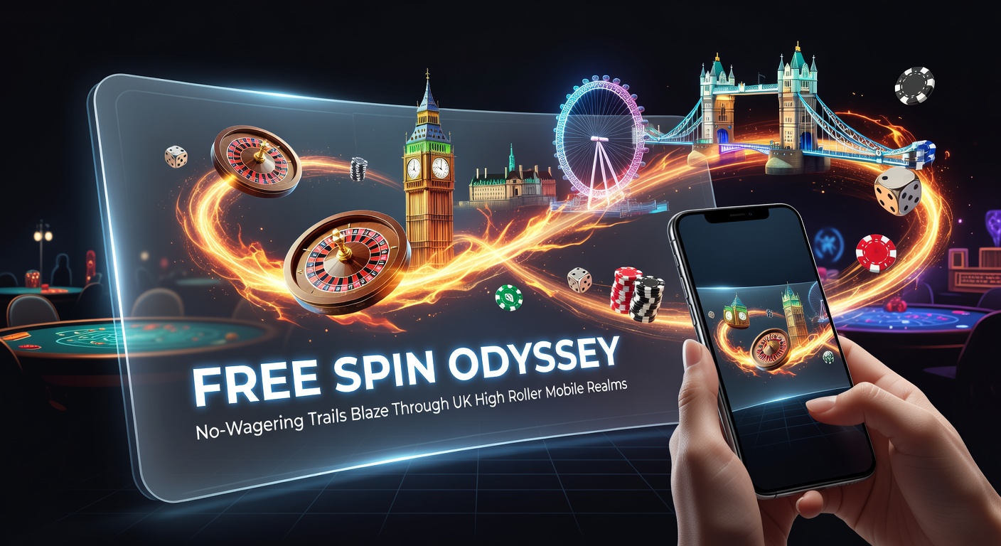 Vibrant mobile casino interface showcasing free spin wheels and high-stakes slots on a smartphone screen, with golden trails symbolizing no-wagering paths