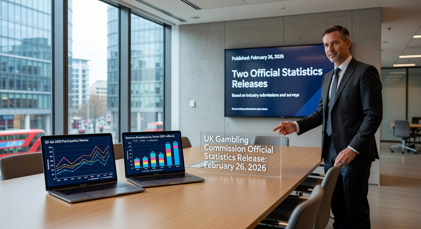 Infographic detailing UK gambling participation rates at 48% alongside GGY growth chart for Q3 2025, highlighting sector leaders like remote casinos