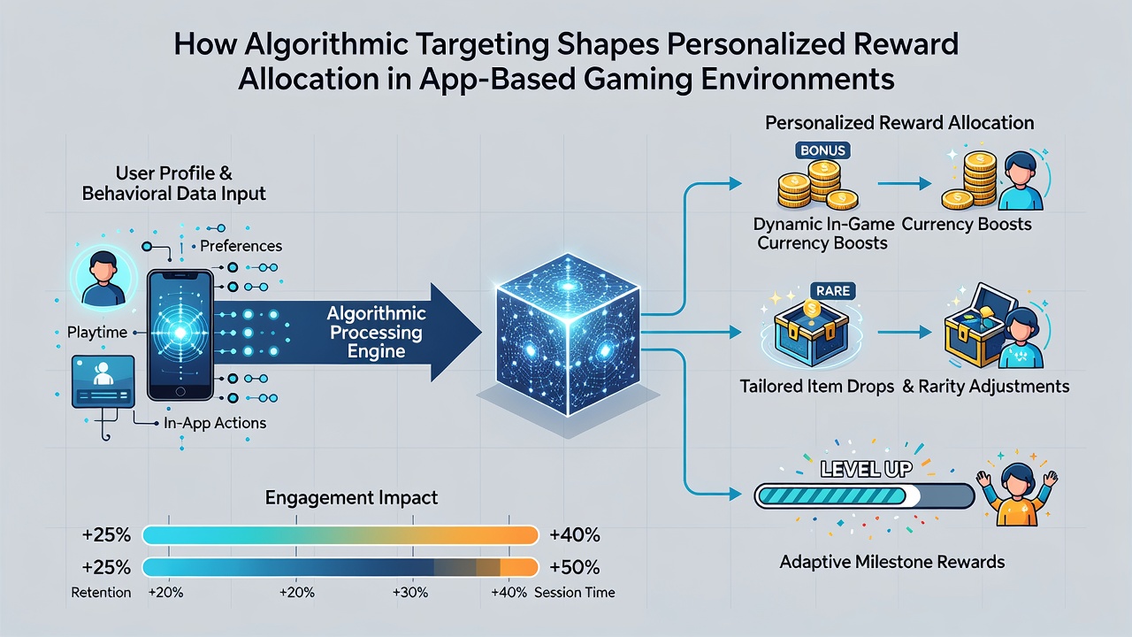 Data visualization showing algorithmic reward distribution patterns across different player segments in mobile games
