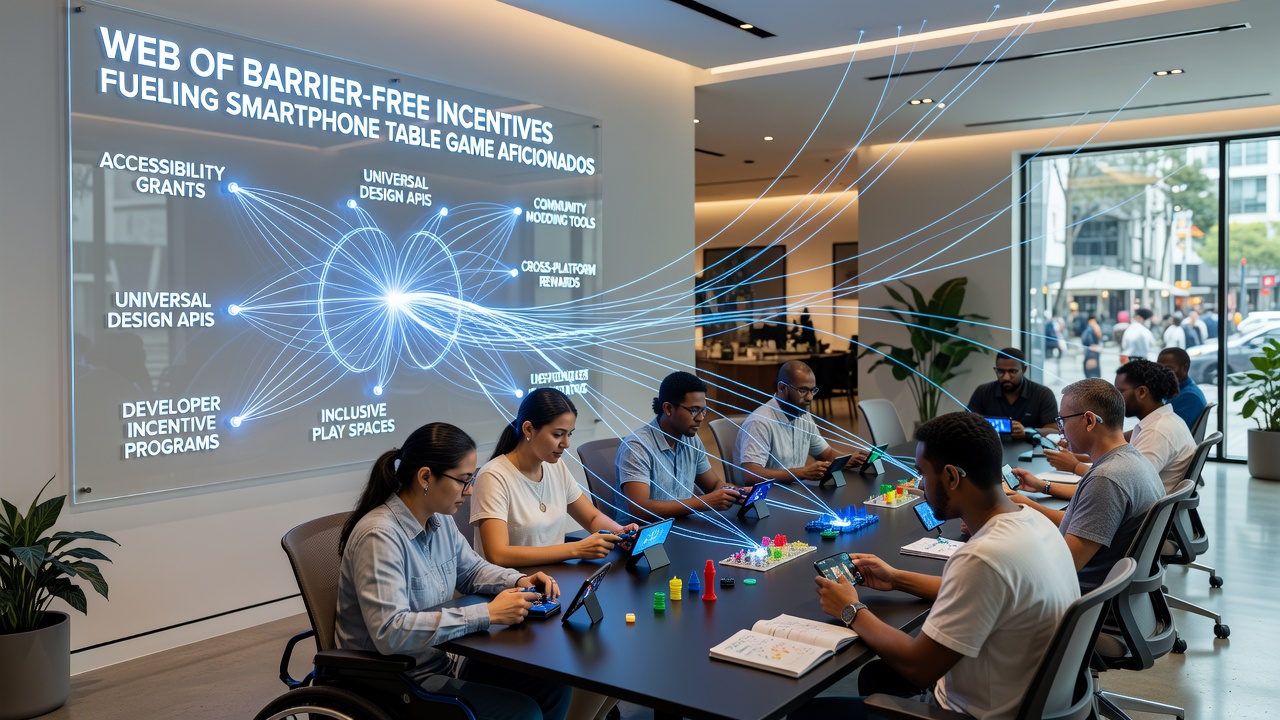 Group of players engaged with mobile table game sessions in a modern lounge setting, phones displaying roulette and blackjack interfaces